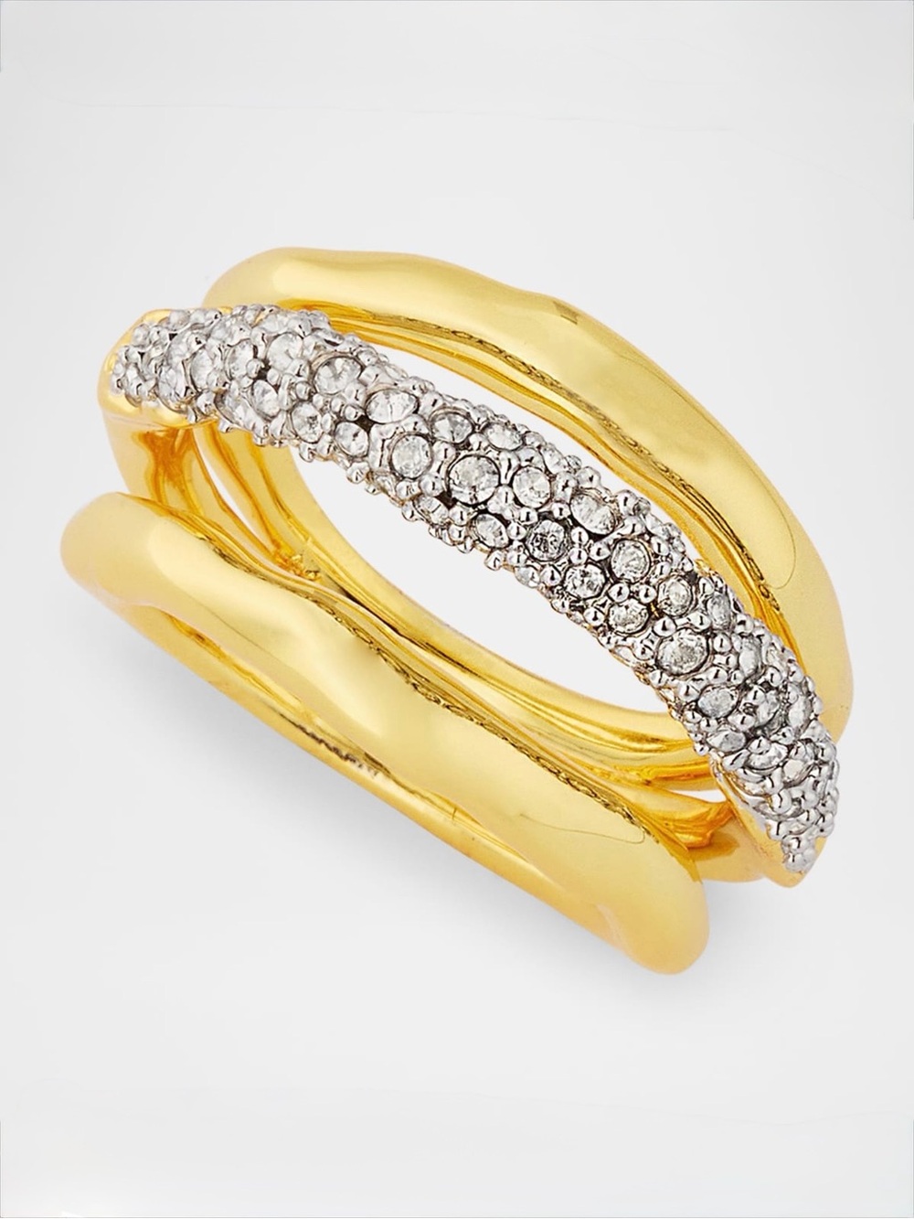 NEW Alexis Bittar Solanales Crystal Orbiting Stacked Ring Gold Crystal AU28